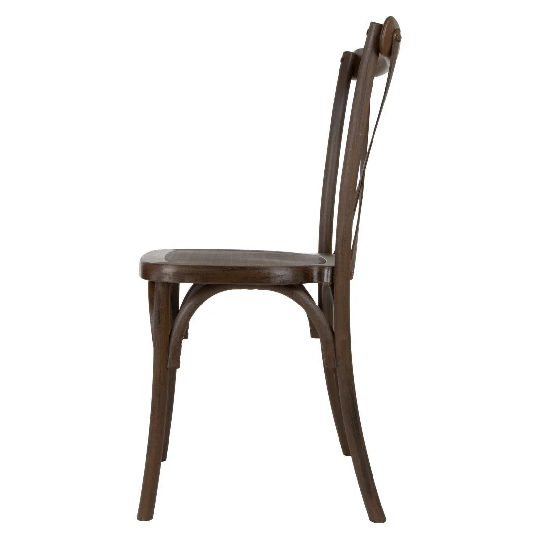 Bolero Manhattan Cross-Back Resin Chairs Dark Wood Effect (4 Pack) - Image 2