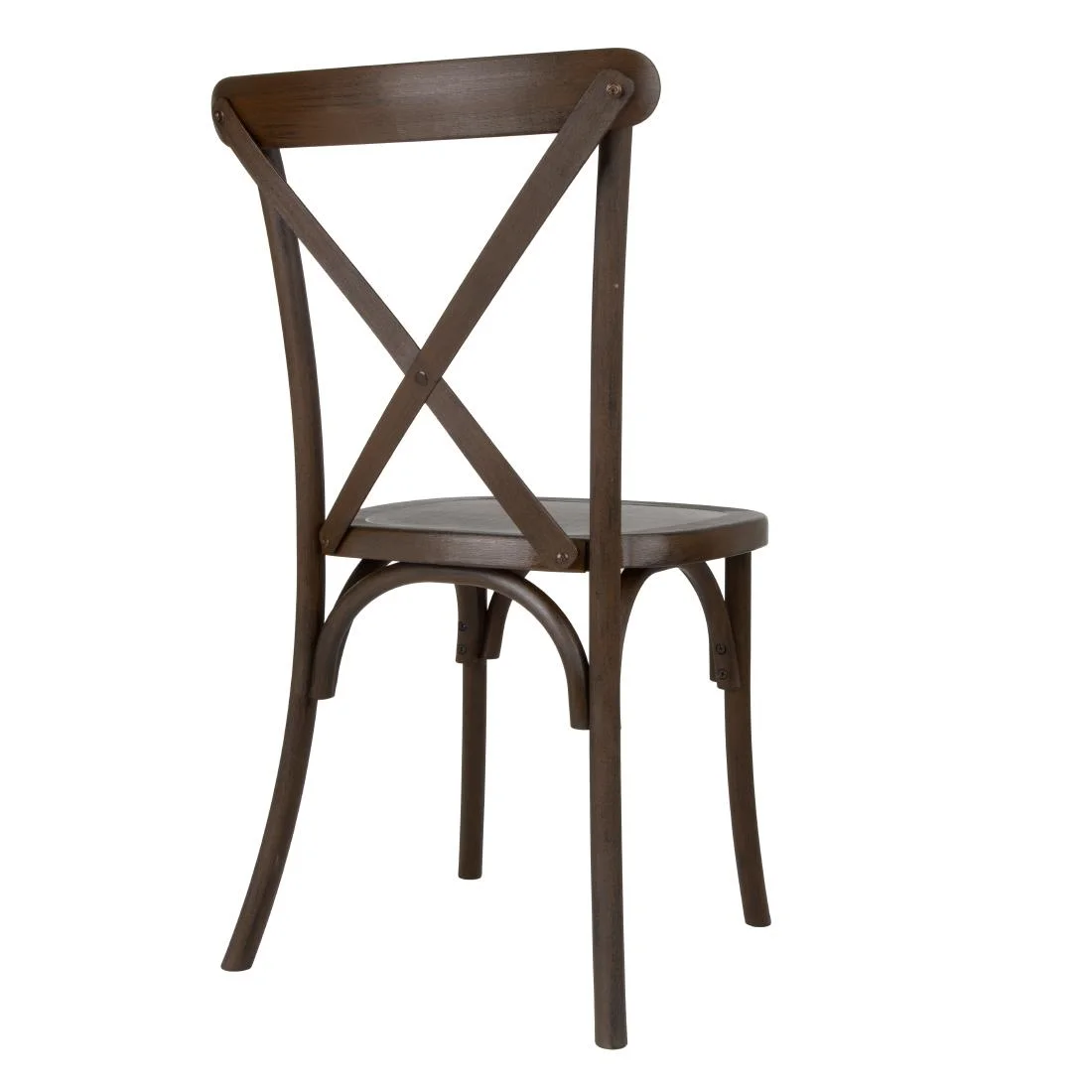 Bolero Manhattan Cross-Back Resin Chairs Dark Wood Effect (4 Pack) - Image 3