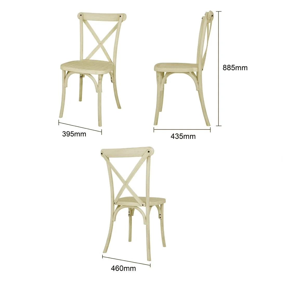 Bolero Manhattan Cross-Back Resin Chairs Natural (4 Pack) - Image 5