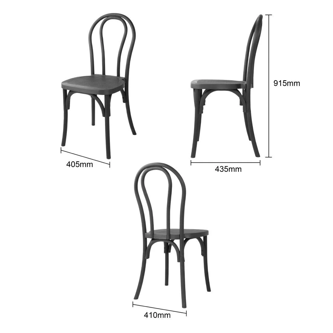Bolero Soho Bentwood Style Resin Chairs Black (4 Pack) - Image 5