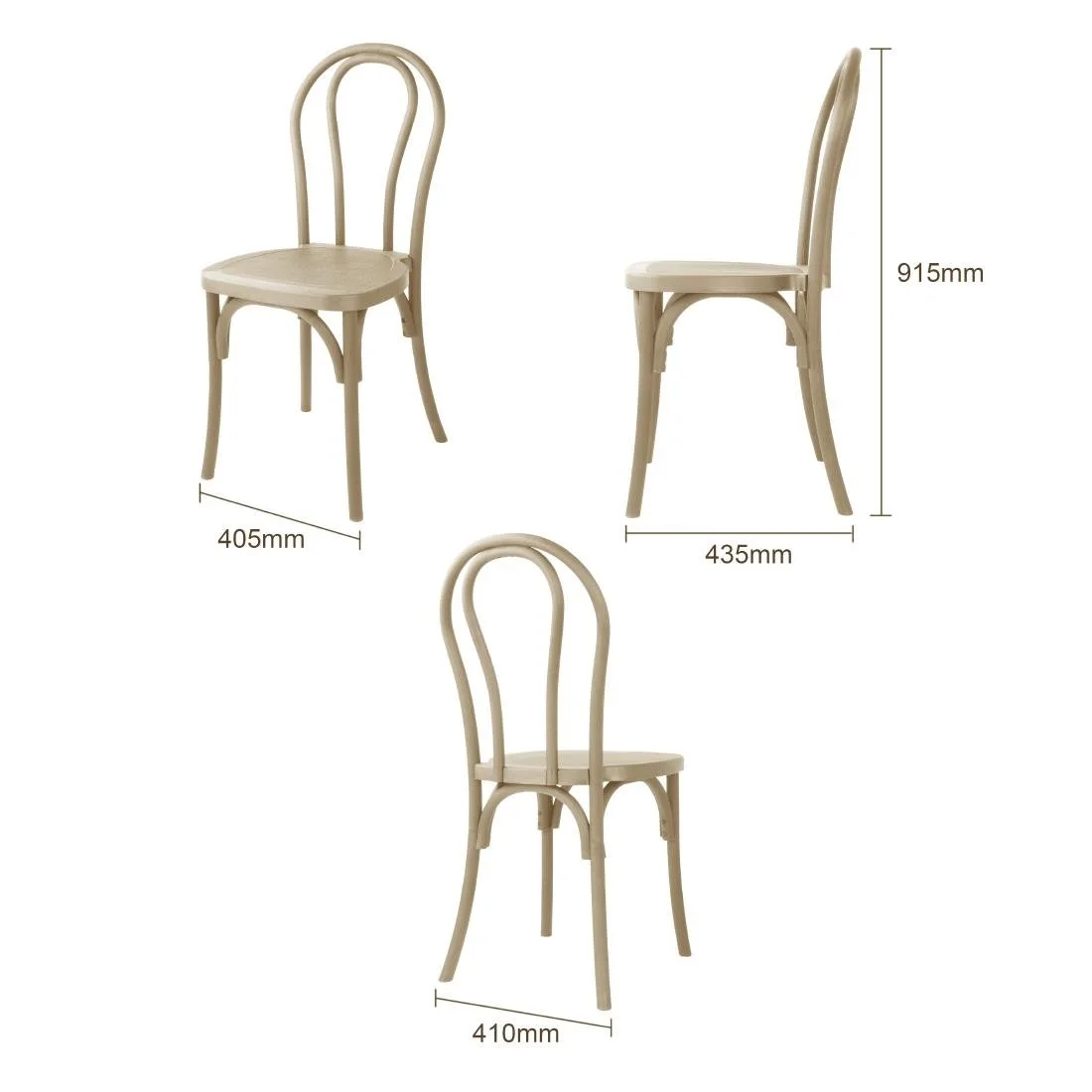 Bolero Soho Bentwood Style Resin Chairs Natural (4 Pack) - Image 5