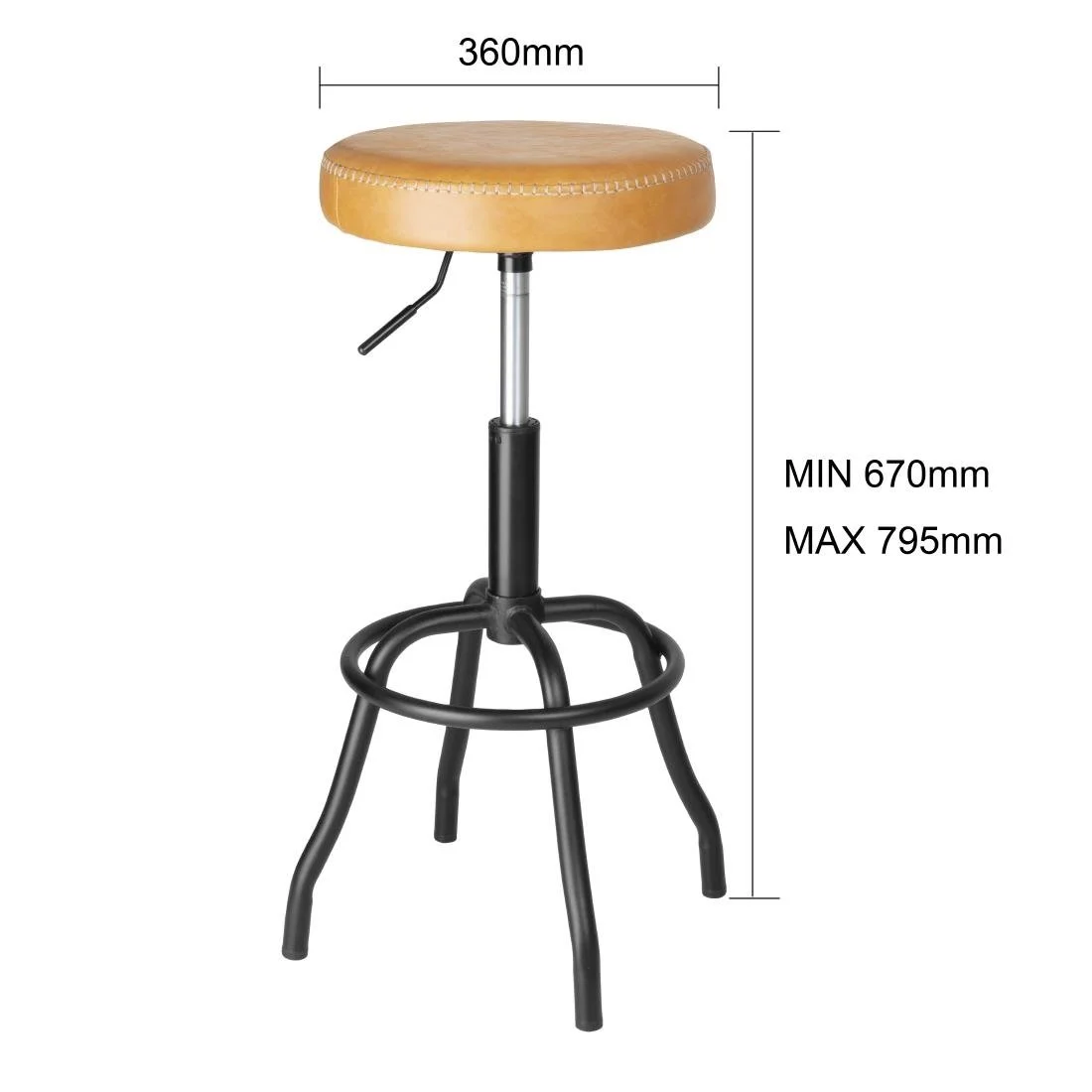 Bolero Brooklyn PU High Bar Stool - Caramel - Image 5
