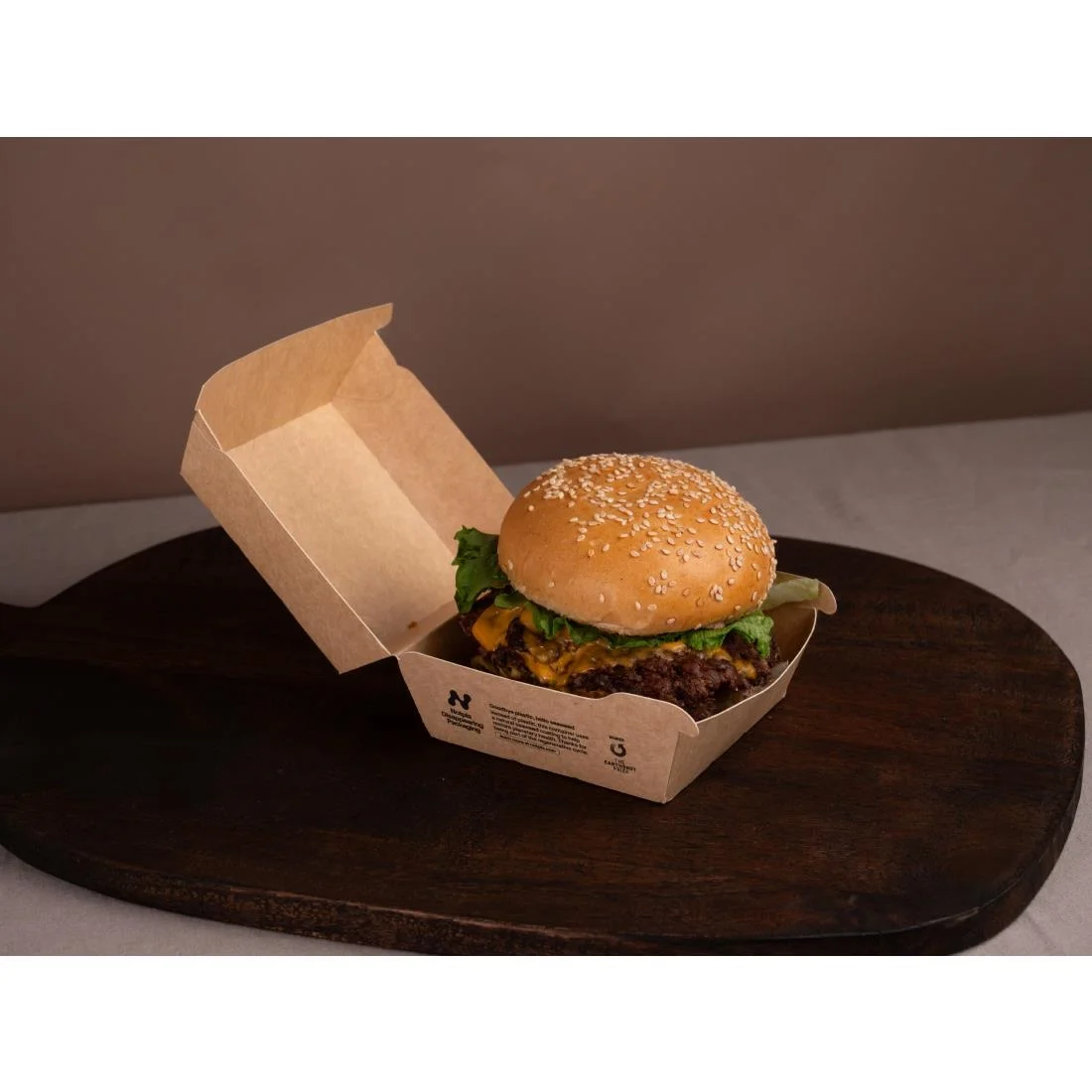 Notpla 5" Clamshell Burger Boxes - Kraft (200 Pack) - Image 2