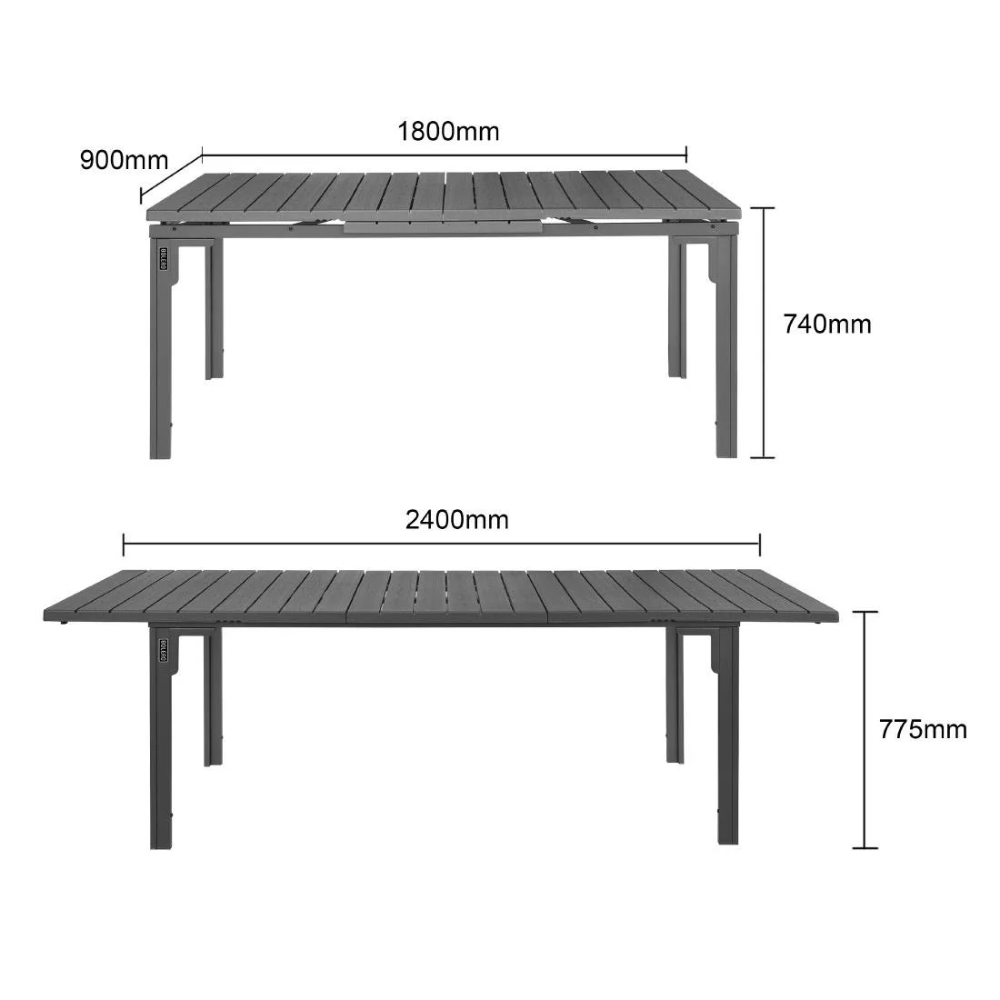Bolero Valletta Grey Slatted Extendable Outdoor Dining Table - Image 4