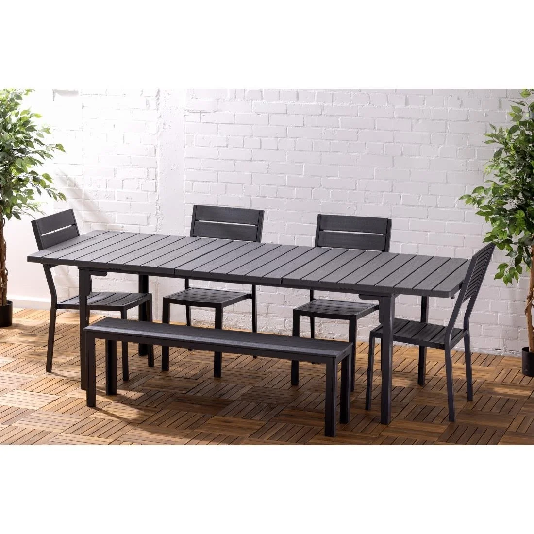 Bolero Valletta Grey Slatted Extendable Outdoor Dining Table - Image 8