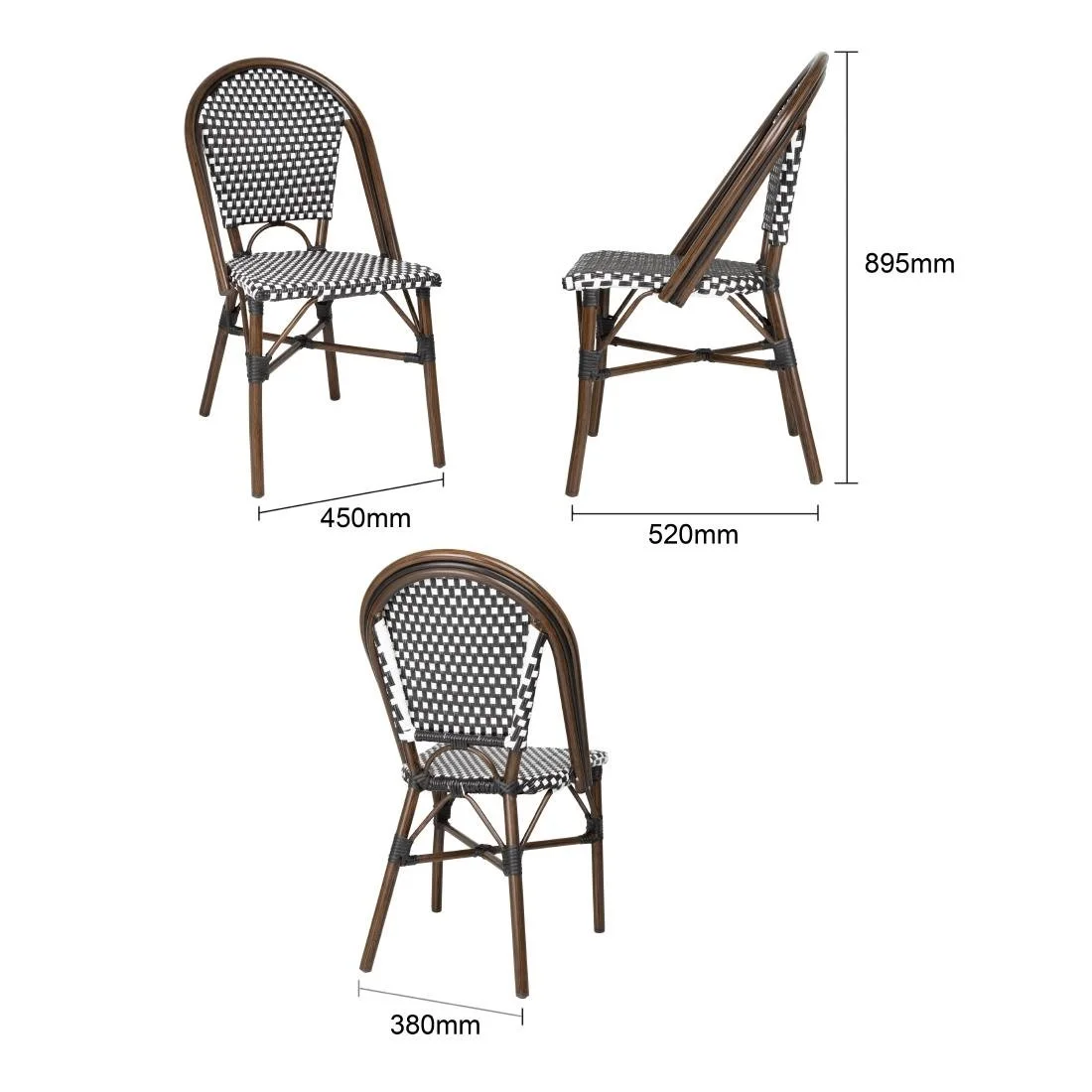 Bolero Parisian Style PE Rattan Chair Black Dot Mix (2 Pack) - Image 5