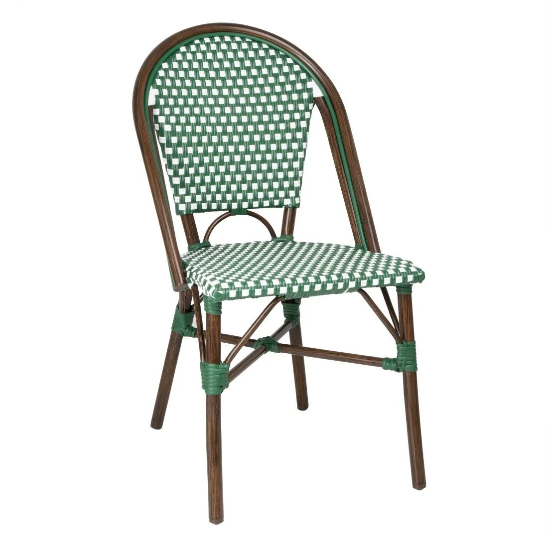 Bolero Parisian Style PE Rattan Chair Green Dot Mix (2 Pack) - Image 1