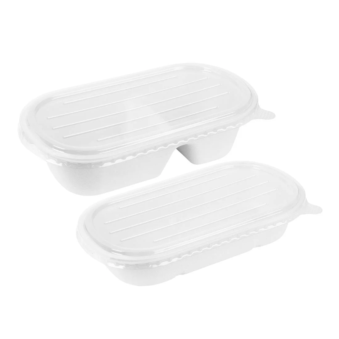 Fiesta Compostable Bagasse Oval 2-Compartment Container 900ml (100 Pack) - Image 6