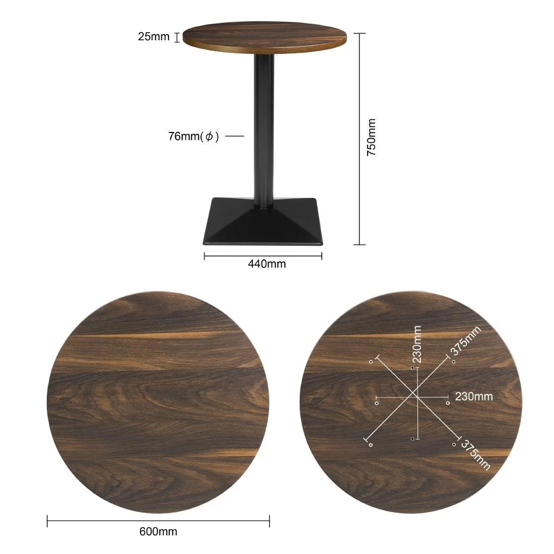 Bolero Complete Table Round Dark Wood Effect 600mm - Image 6