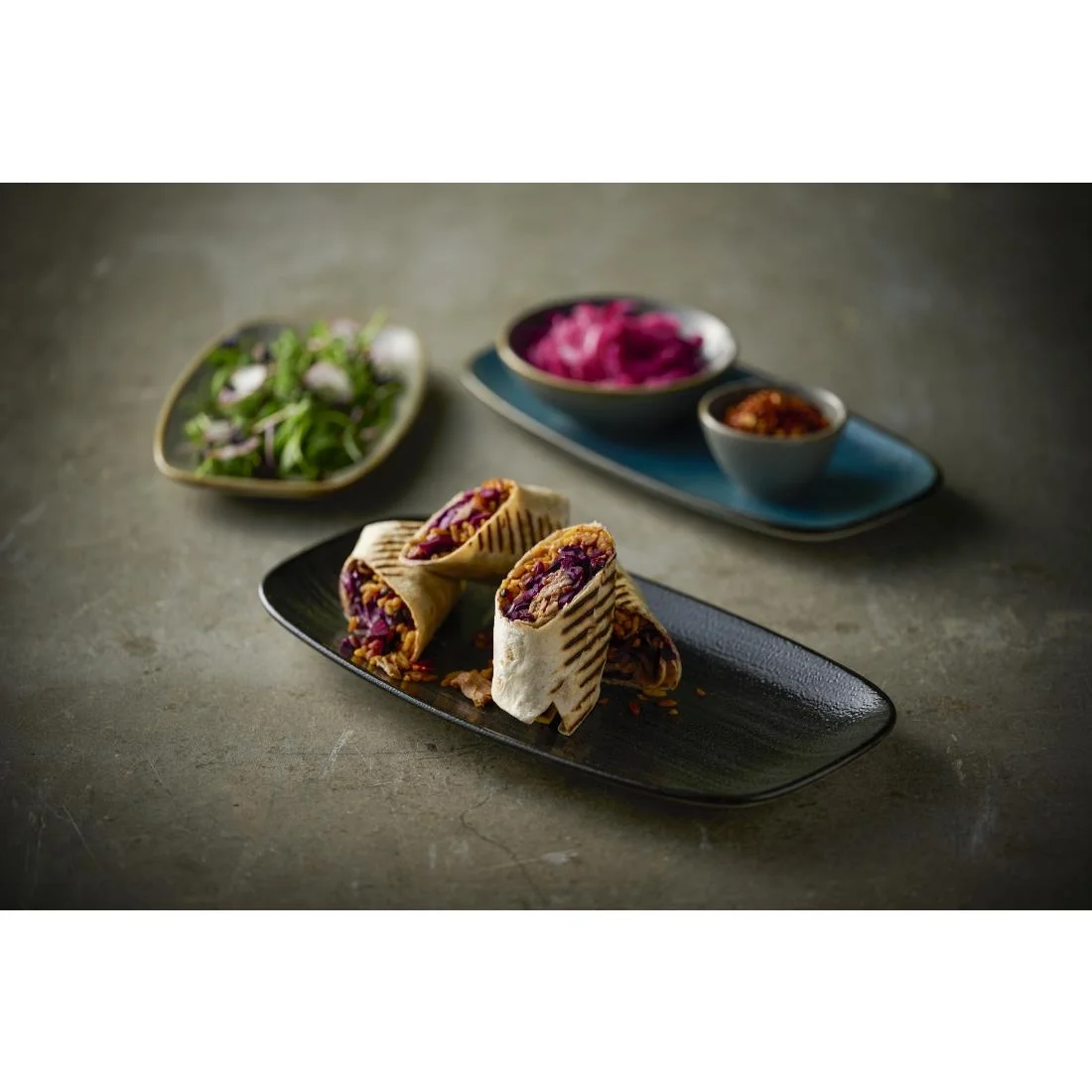 Churchill Stonecast Raw Grey Oblong Chefs Plates 180x 100mm (12 Pack) - Image 3