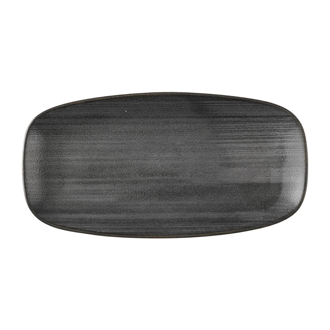 Churchill Stonecast Raw Black Chefs Oblong Plates 280 x 152mm (12 Pack)