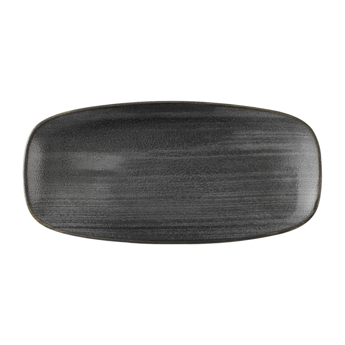 Churchill Stonecast Raw Black Chefs Oblong Plates 270 x 127mm (12 Pack)