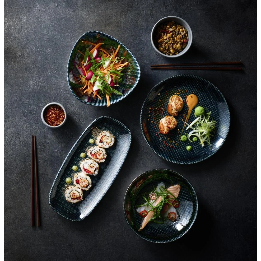 Churchill Studio Prints Astro Metallic Blue Chefs Oblong Plates 270x 127mm (12 Pack) - Image 2