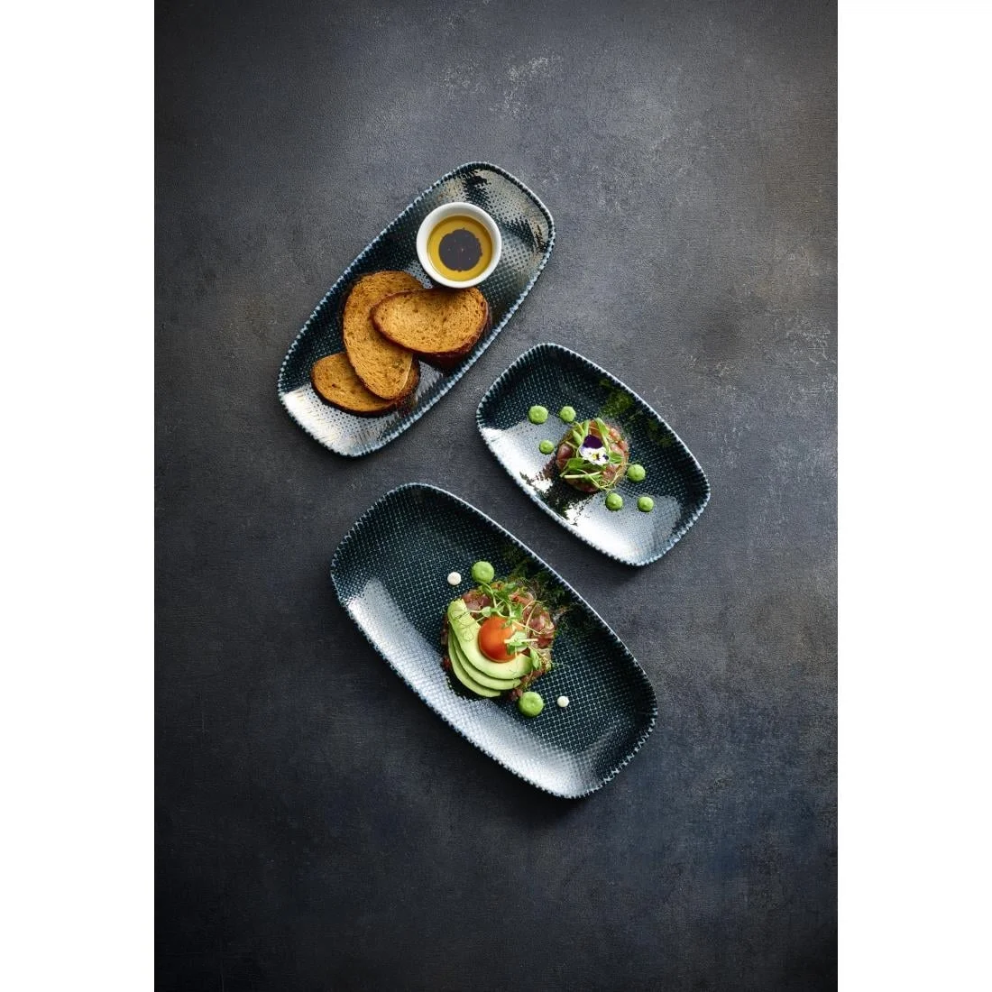 Churchill Studio Prints Astro Metallic Blue Chefs Oblong Plates 270x 127mm (12 Pack) - Image 4