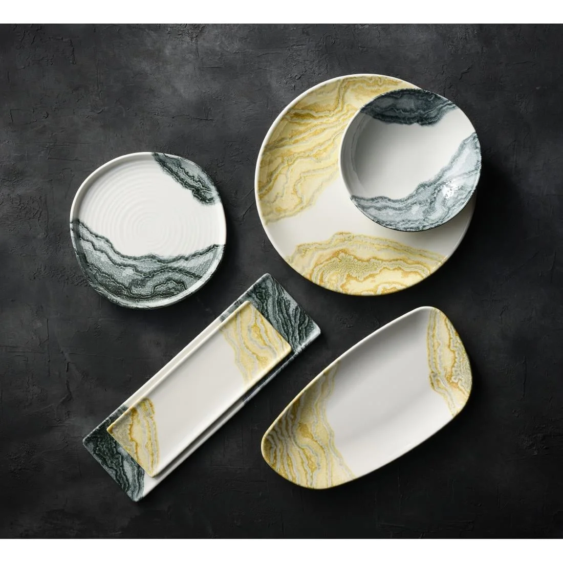 Churchill Tide Gold Chefs Geo Plates 330 x 178mm (6 Pack) - Image 2