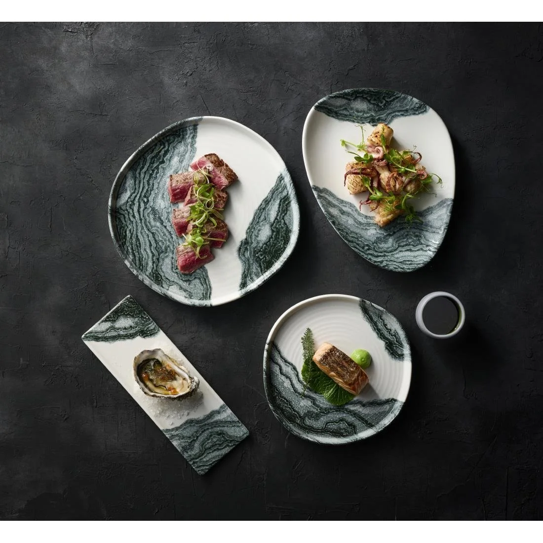 Churchill Tide Black Organic Walled Plates 255mm (6 Pack) - Image 2