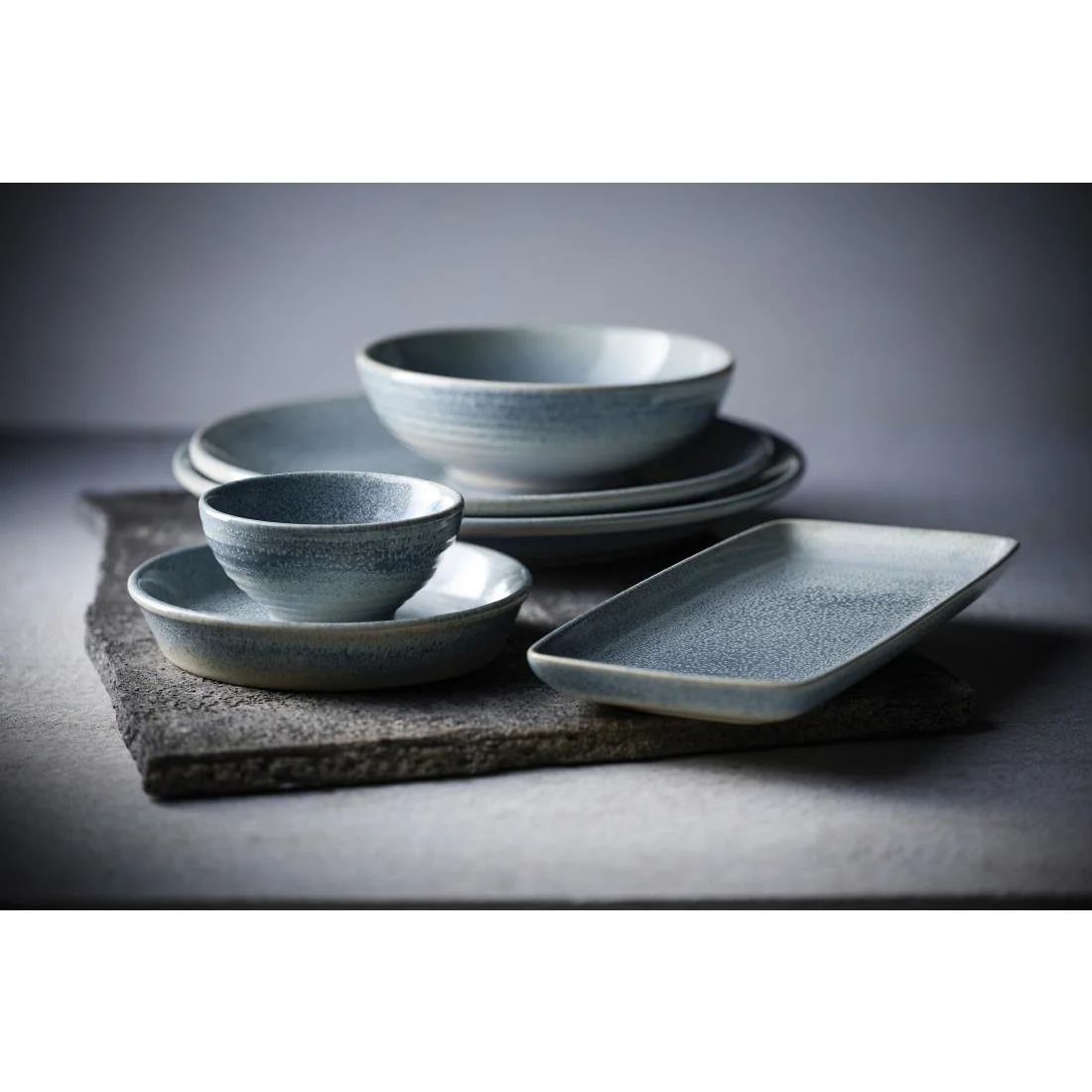 Dudson Evo Azure Rectangular Platters Blue 254x101mm (6 Pack) - Image 2