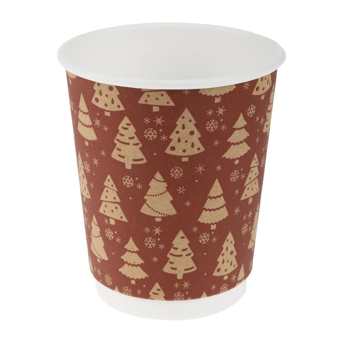 Fiesta Recyclable Christmas Double Wall Hot Cups 8oz (500 Pack) - Image 1
