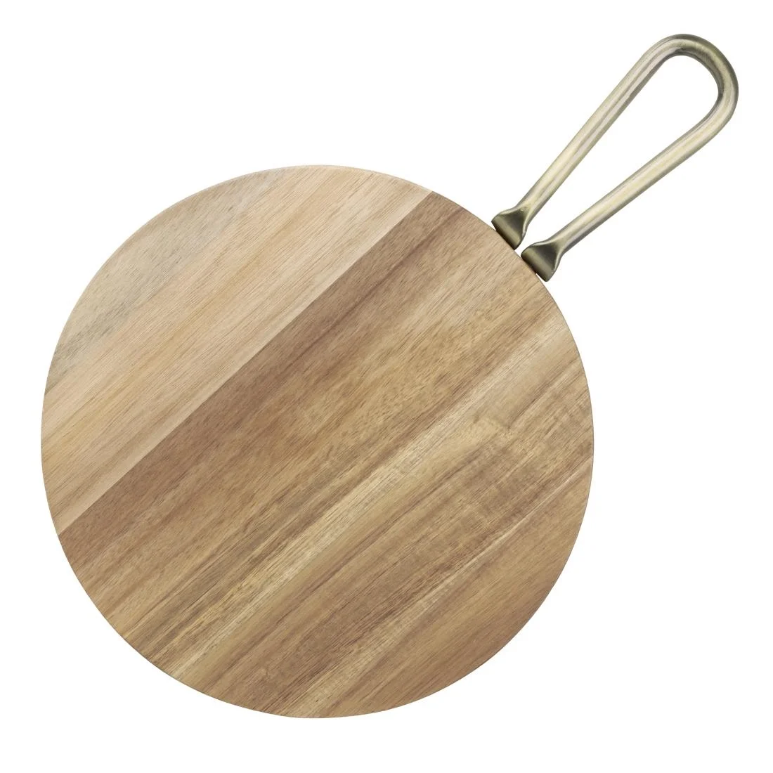 Olympia Round Paddle Board Acacia Wood Metal Handle 458x305mm - Image 2