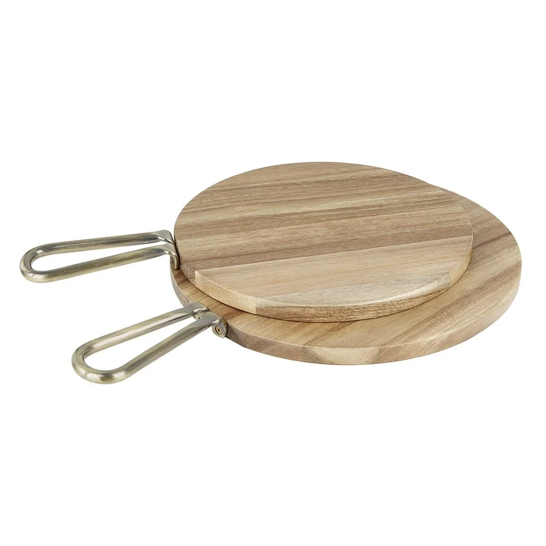 Olympia Round Paddle Board Acacia Wood Metal Handle 505x356mm - Image 4