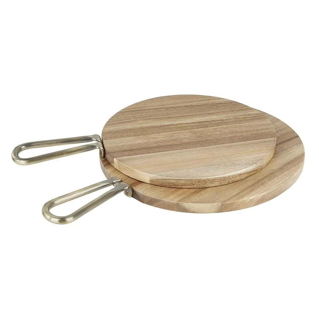 Olympia Round Paddle Board Acacia Wood Metal Handle 505x356mm - Image 4