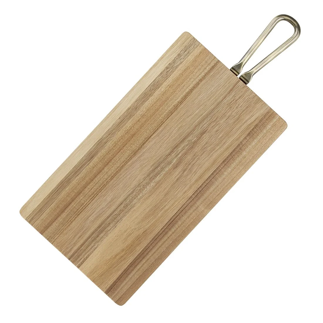 Olympia Rectangular Paddle Board Acacia Wood Metal Handles 615x260x20mm - Image 3
