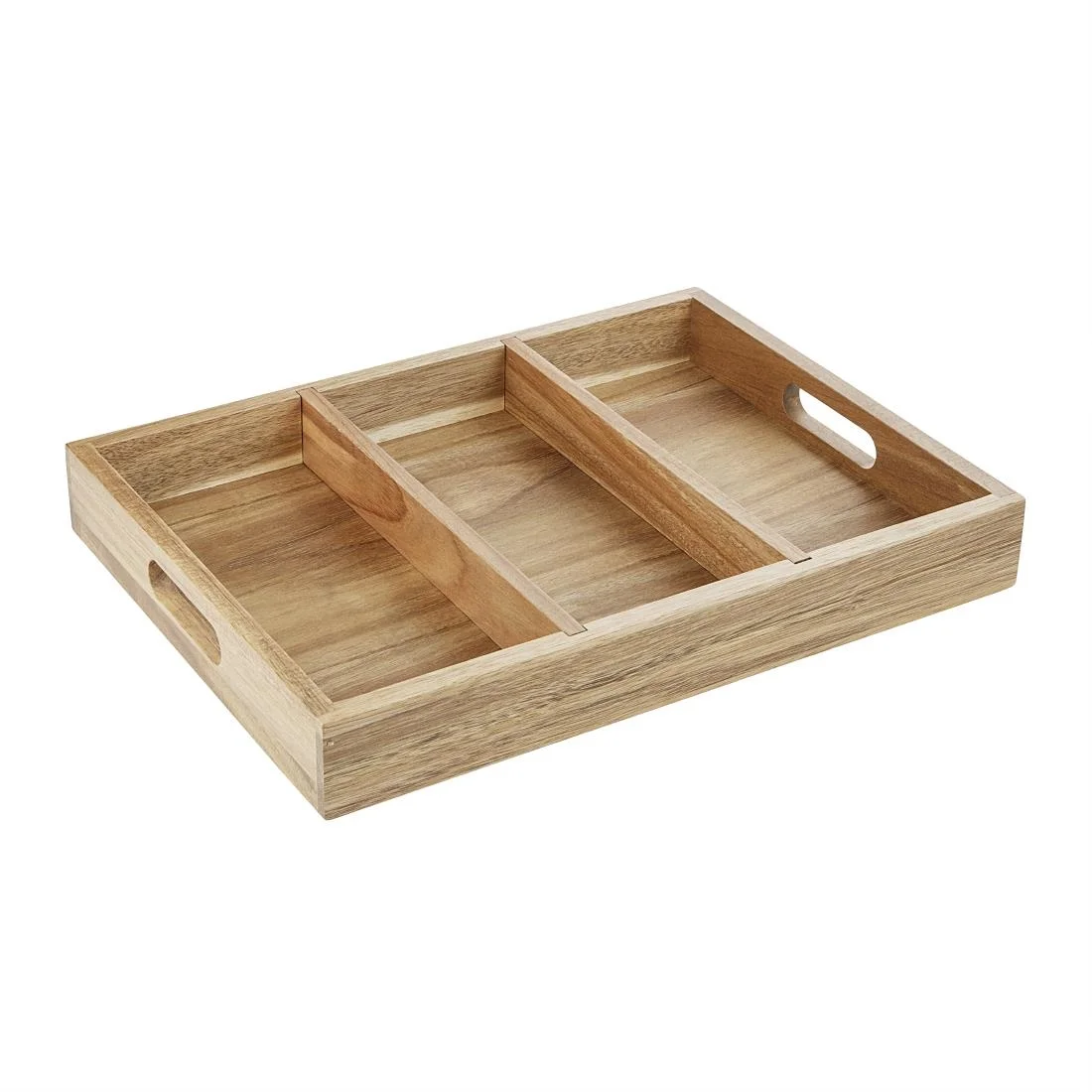 Olympia 3 Section Cutlery Tray Acacia Wood - Image 1