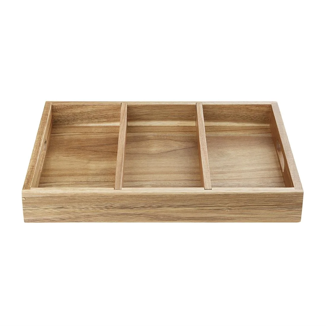 Olympia 3 Section Cutlery Tray Acacia Wood - Image 2