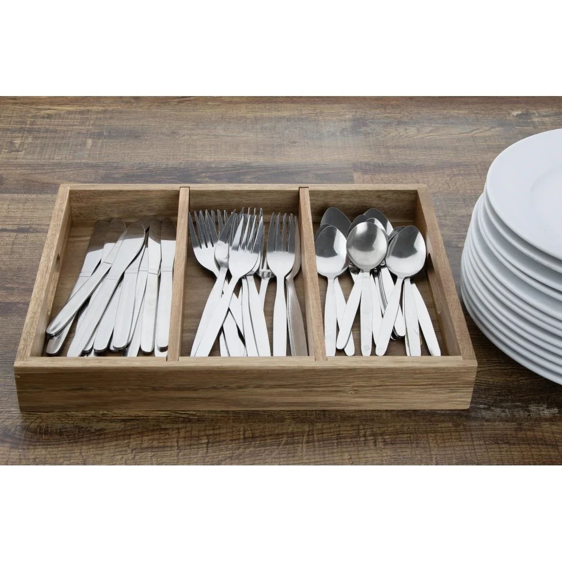 Olympia 3 Section Cutlery Tray Acacia Wood - Image 5
