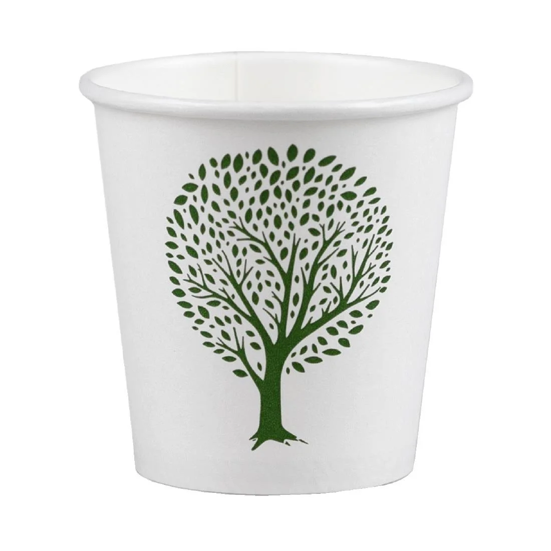 Vegware Green Tree White Hot Cups 4oz 62-Series (1000 Pack) - Image 1