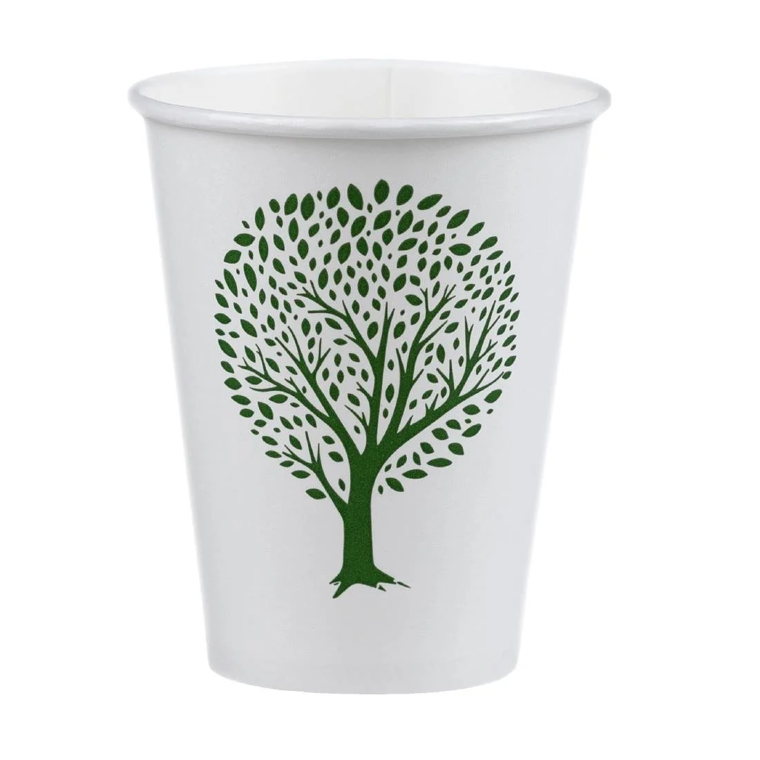 Vegware Green Tree White Hot Cups 8oz 79-Series (1000 Pack) - Image 1
