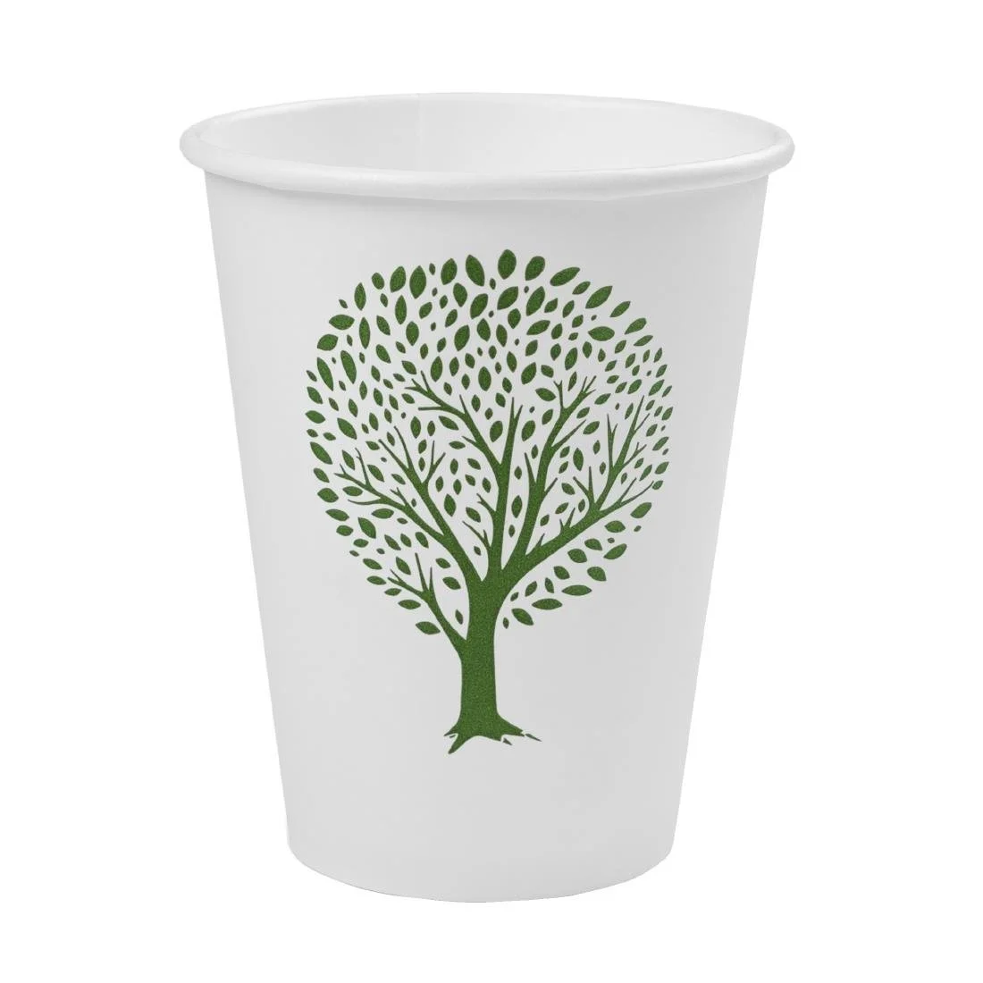Vegware Green Tree White Hot Cups 12oz 89-Series (1000 Pack) - Image 1