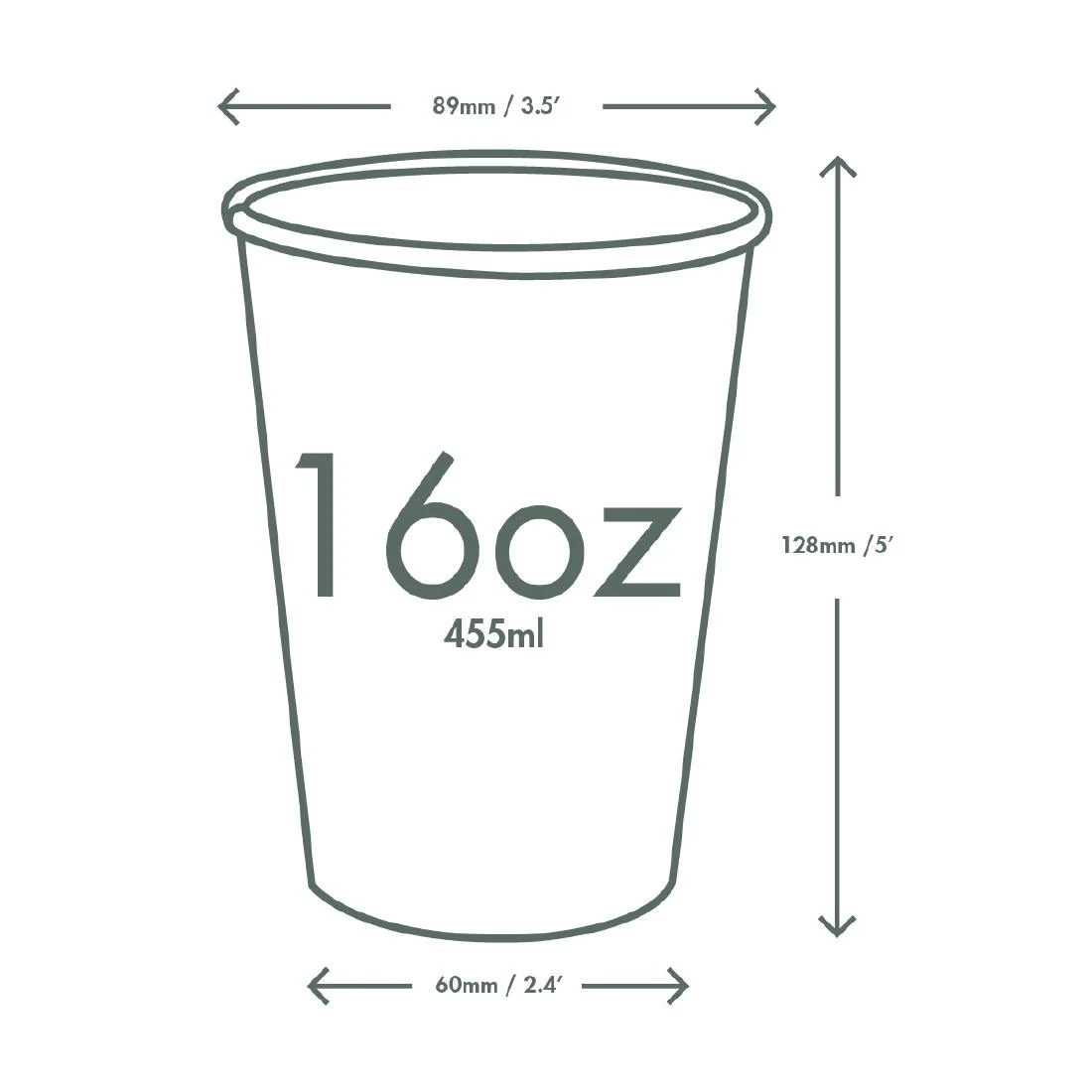 Vegware Green Tree White Hot Cups 16oz 89-Series (1000 Pack) - Image 4