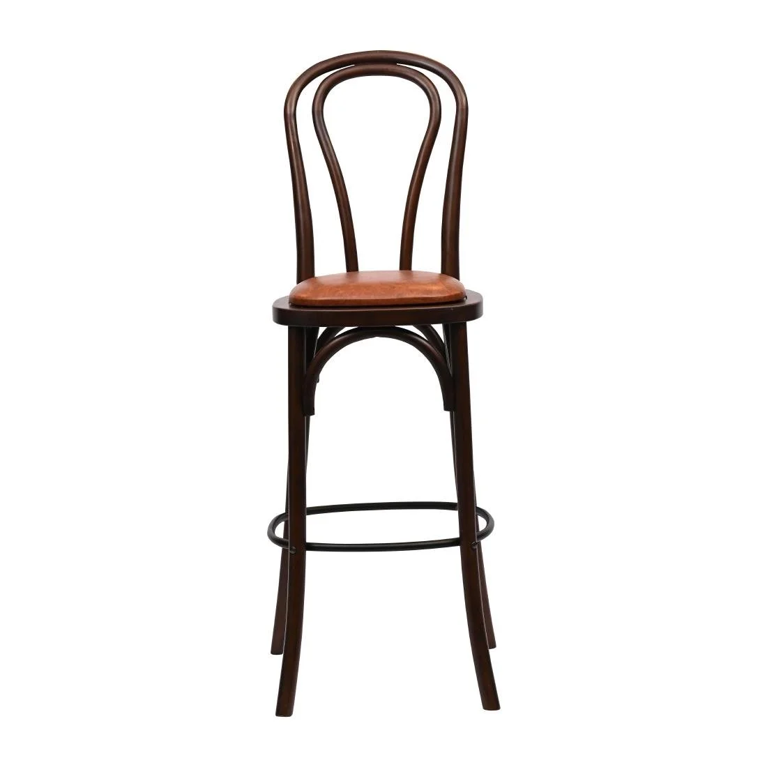 Hoop Back Bar Chair in Dark Walnut with Bison Tan Seat - Image 3