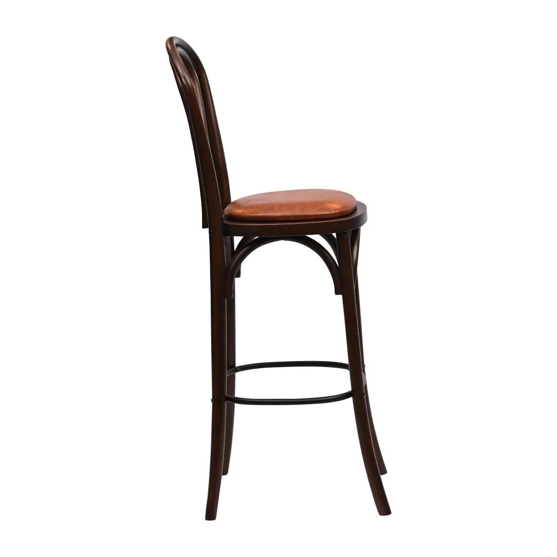 Hoop Back Bar Chair in Dark Walnut with Bison Tan Seat - Image 4