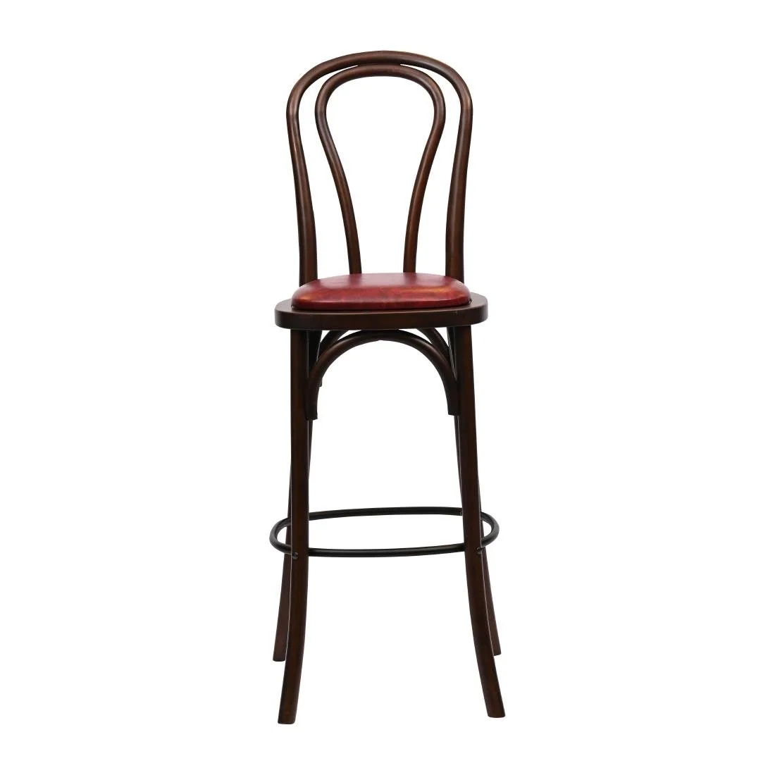 Hoop Back Bar Chair in Dark Walnut with Bison Bordeaux Seat - Image 3