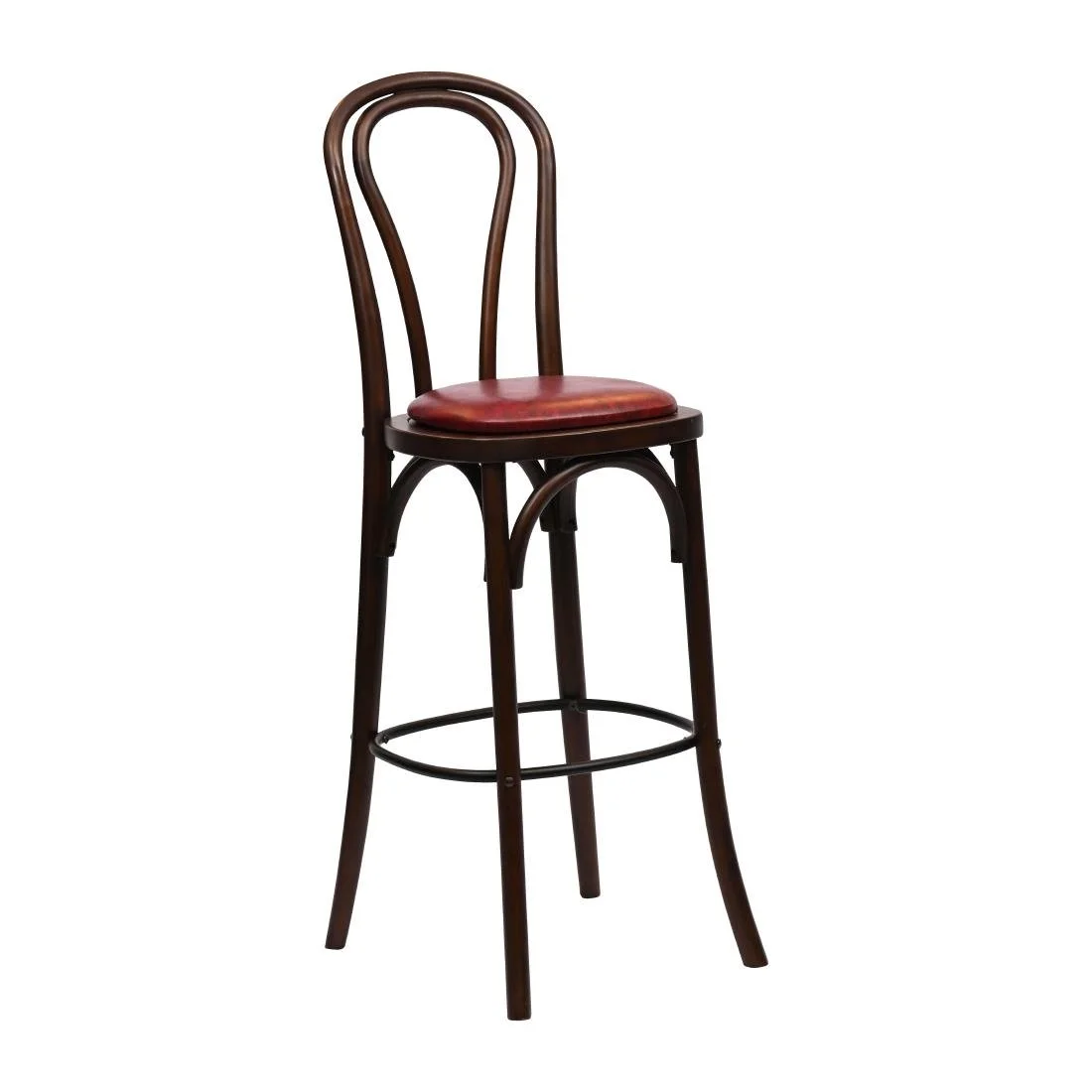 Hoop Back Bar Chair in Dark Walnut with Bison Bordeaux Seat - Image 1