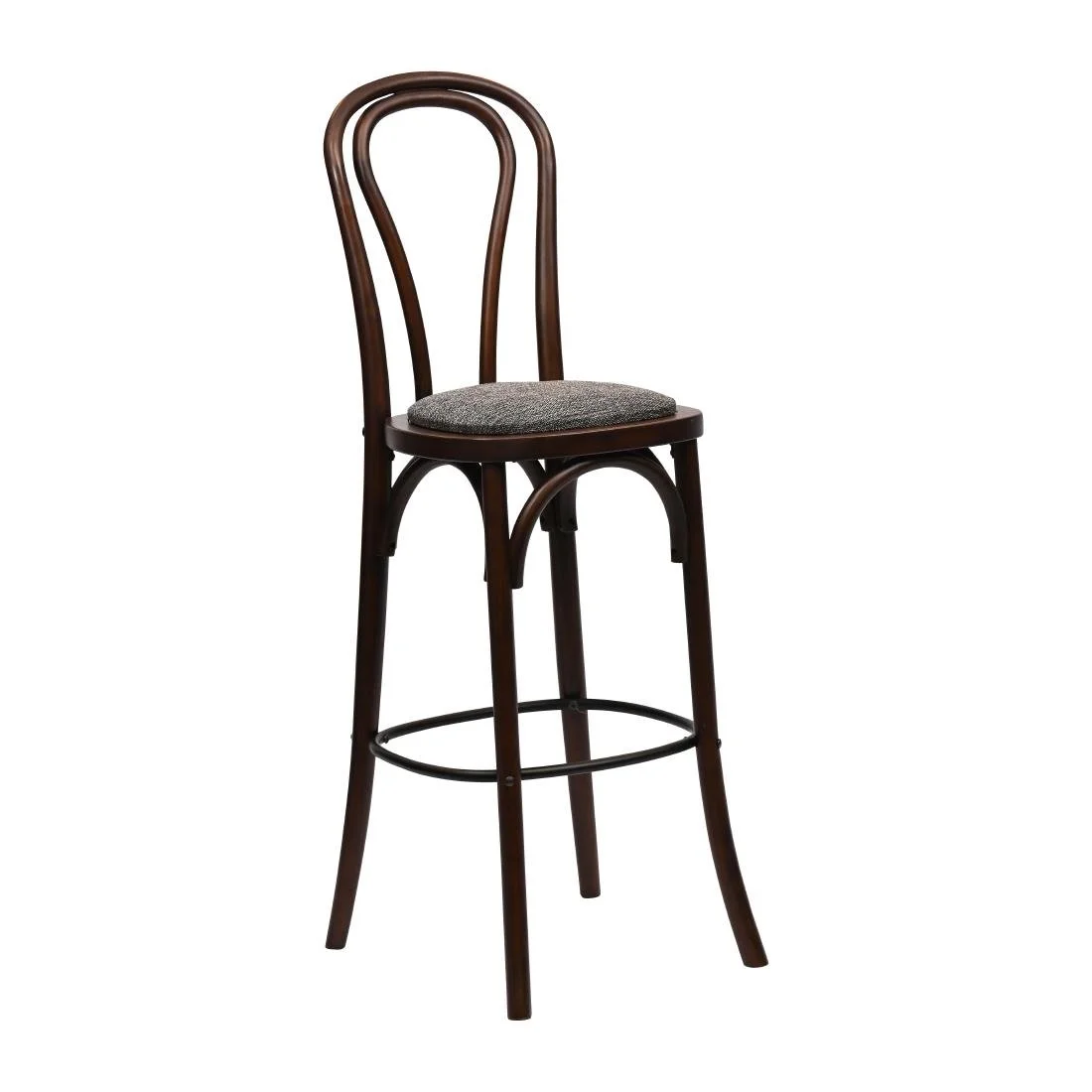 Hoop Back Bar Chair in Dark Walnut with Shetland Smoke Seat - Image 1