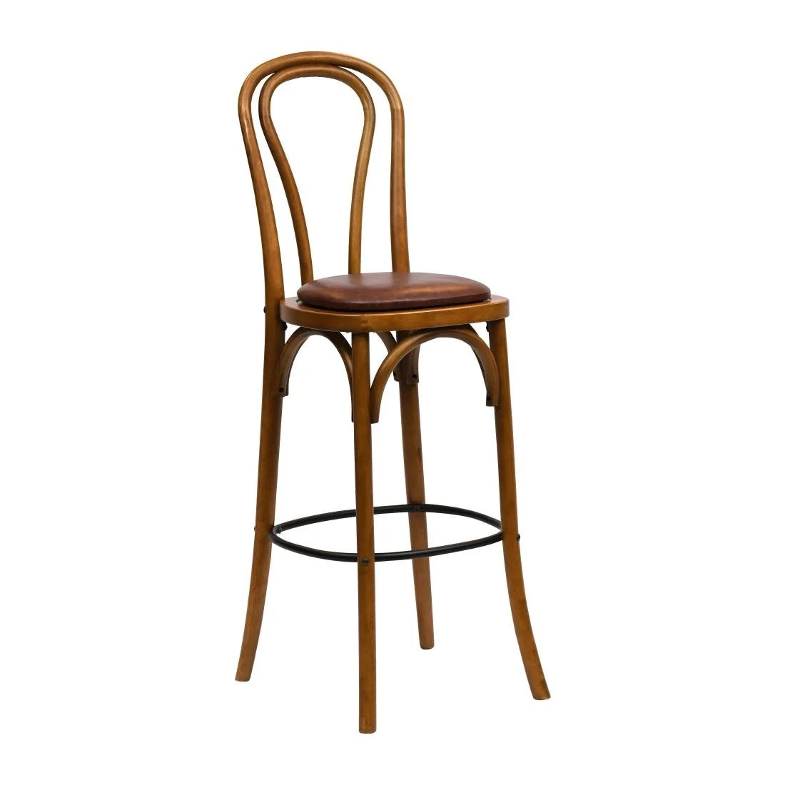 Hoop Back Bar Chair in Weathered Oak with Bison Espresso Seat - Image 1