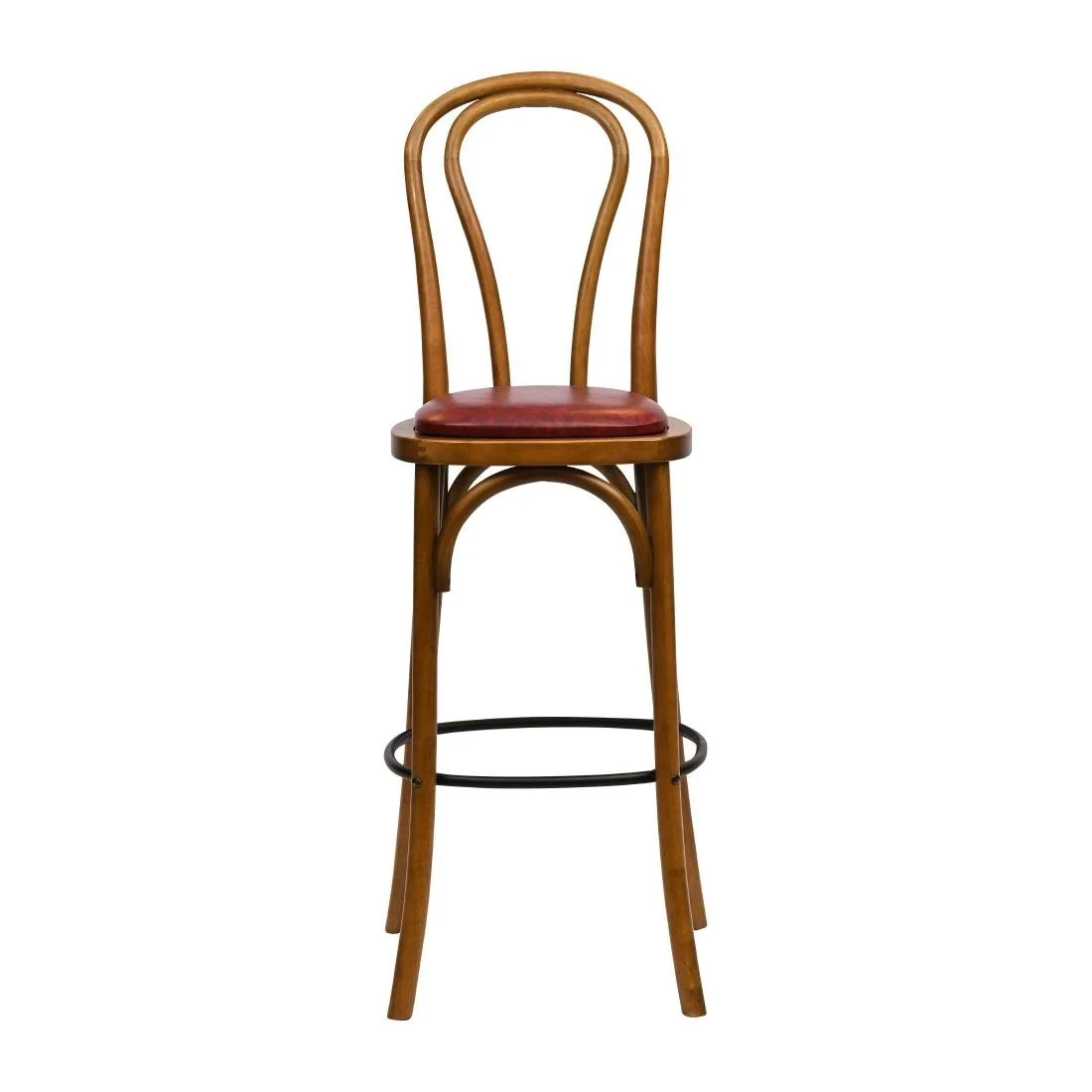 Hoop Back Bar Chair in Weathered Oak with Bison Bordeaux Seat - Image 3