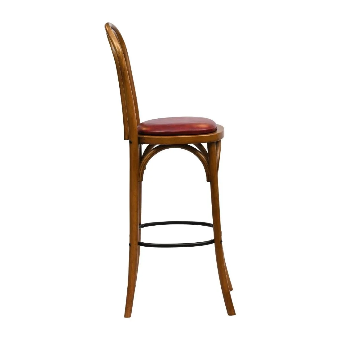 Hoop Back Bar Chair in Weathered Oak with Bison Bordeaux Seat - Image 4
