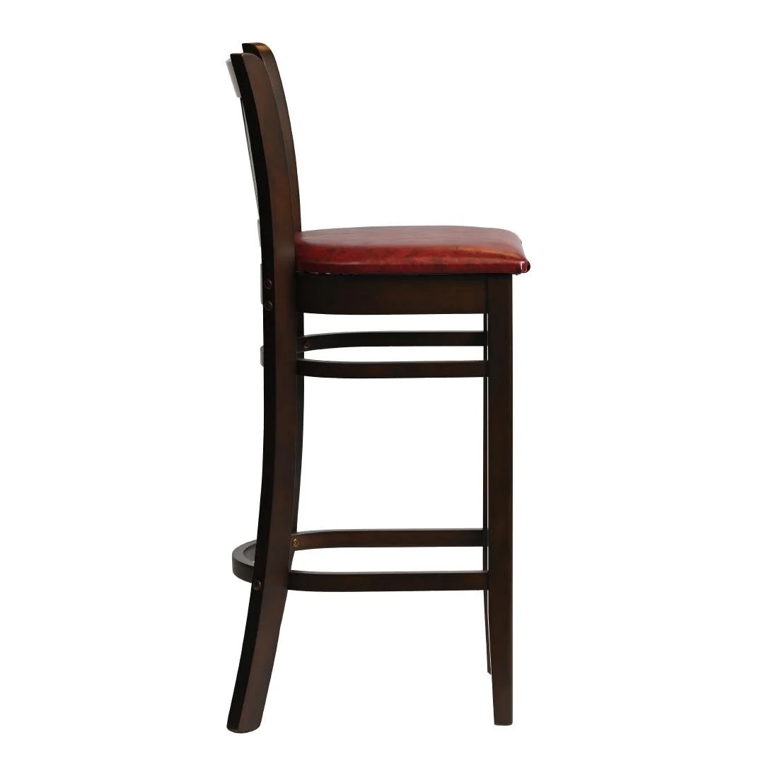 Manhattan Bar Chair in Dark Walnut with Bison Bordeaux Seat - Image 4