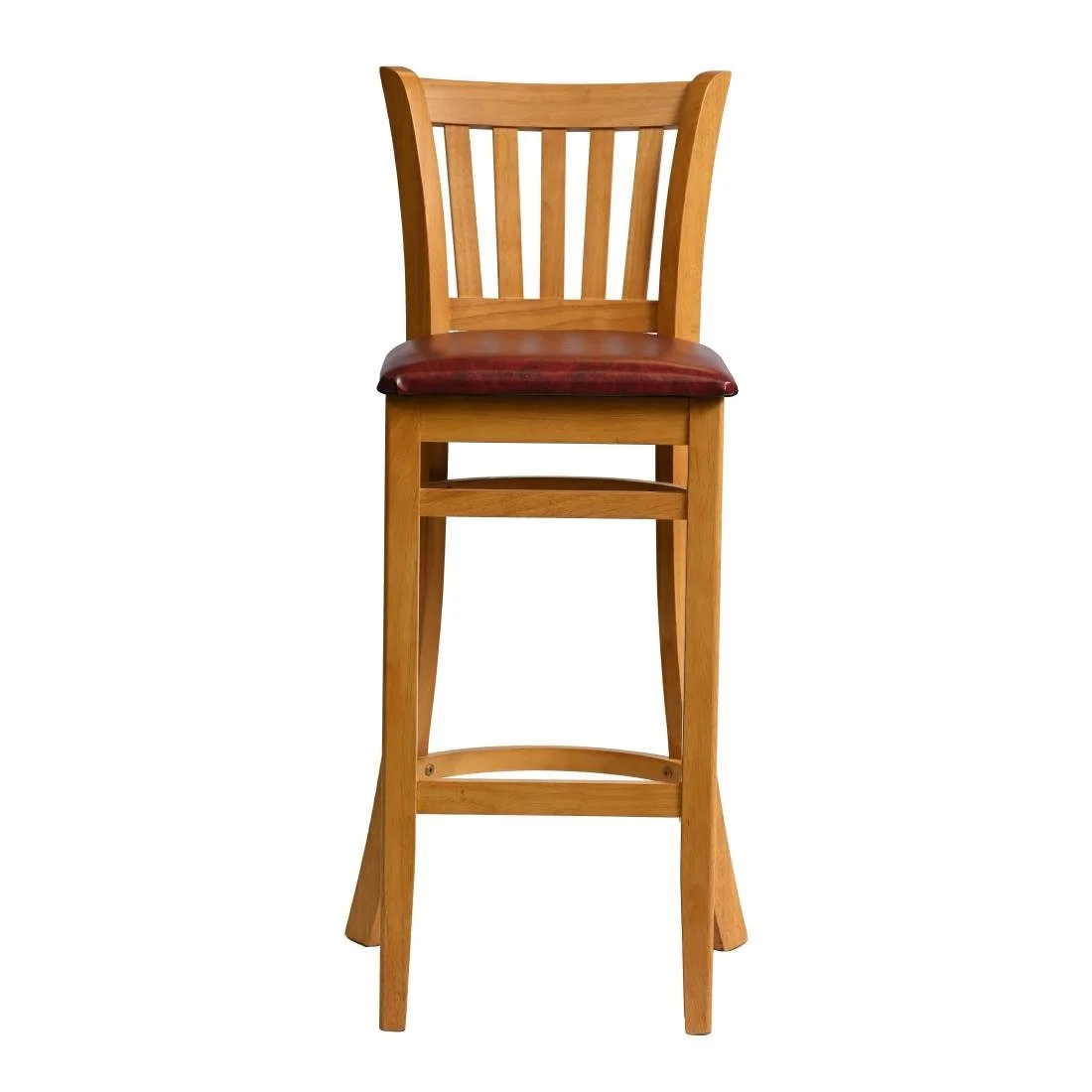Manhattan Bar Chair in Soft Oak with Bison Bordeaux Seat - Image 1