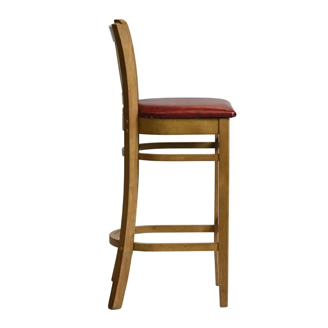 Manhattan Bar Chair in Weathered Oak with Bison Bordeaux Seat - Image 2