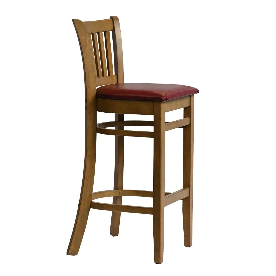Manhattan Bar Chair in Weathered Oak with Bison Bordeaux Seat - Image 3
