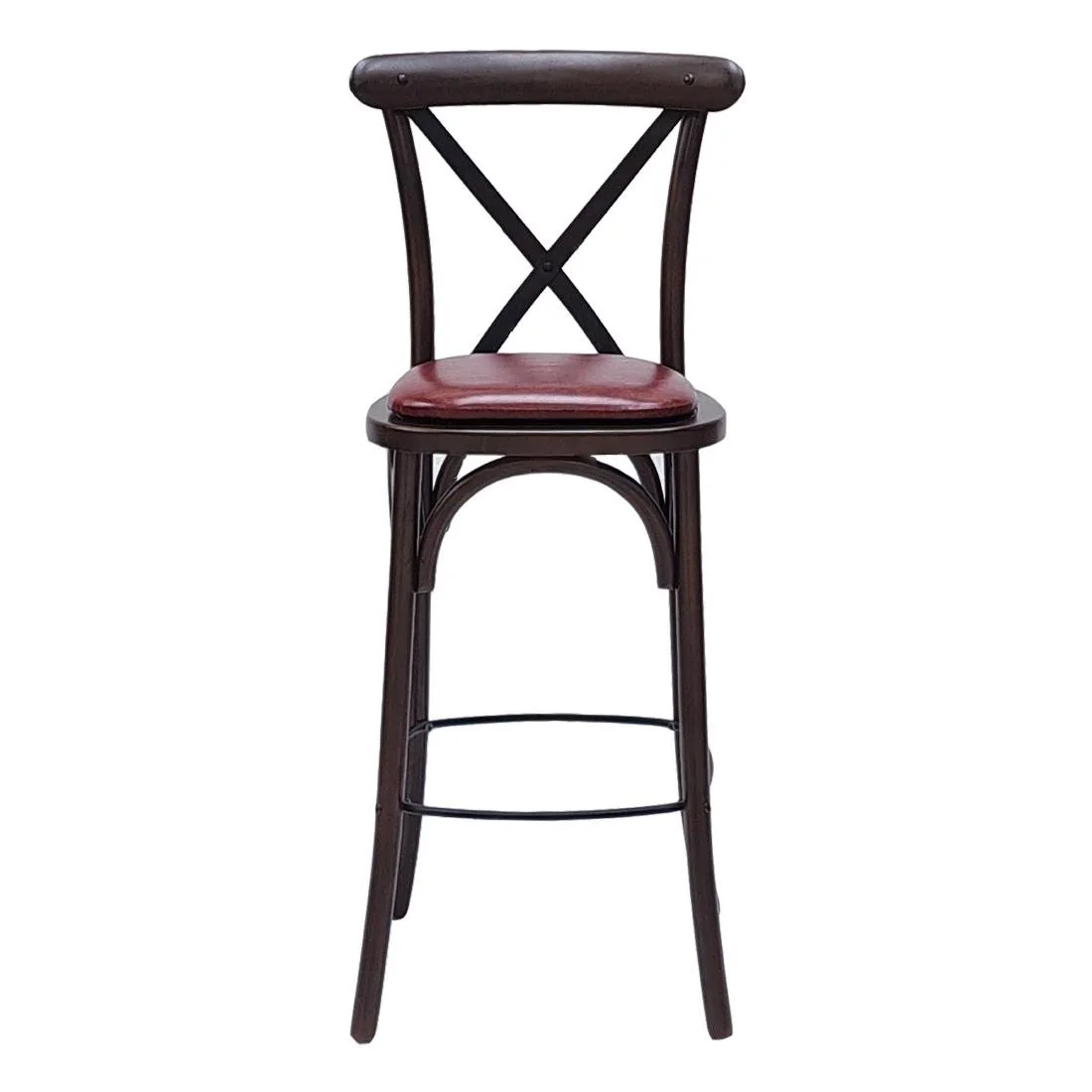 Bristol Bar Chair in Dark Walnut with Bison Bordeaux Seat - Image 2