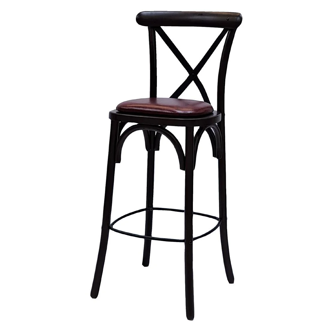 Bristol Bar Chair in Dark Walnut with Bison Bordeaux Seat