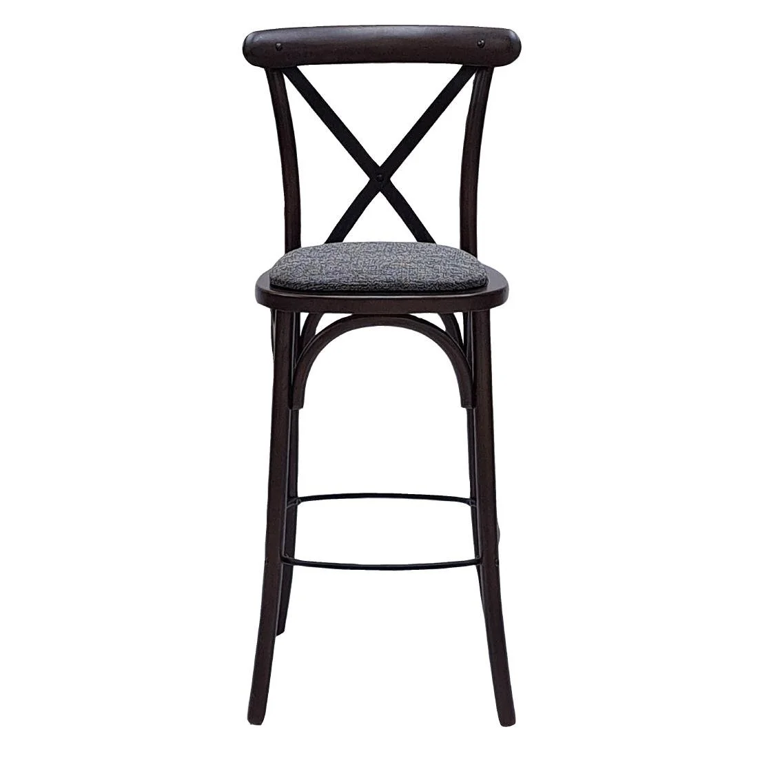 Bristol Bar Chair in Dark Walnut with Shetland Smoke Seat - Image 2