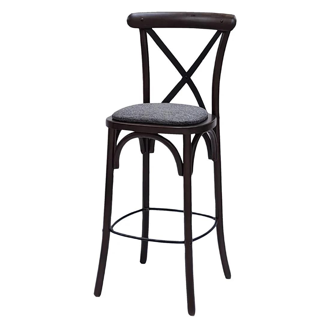 Bristol Bar Chair in Dark Walnut with Shetland Smoke Seat - Image 1