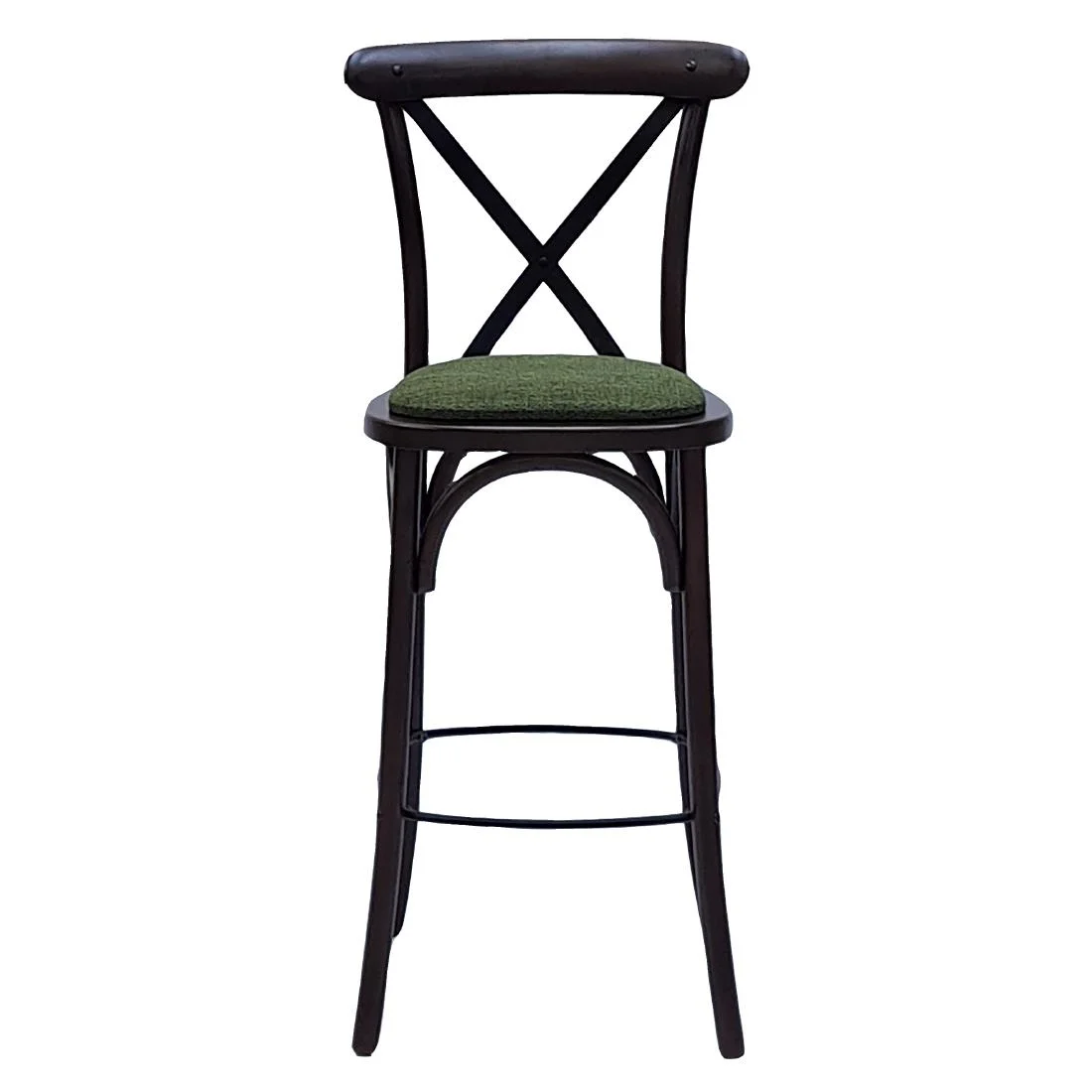 Bristol Bar Chair in Dark Walnut with Shetland Forest Seat - Image 2
